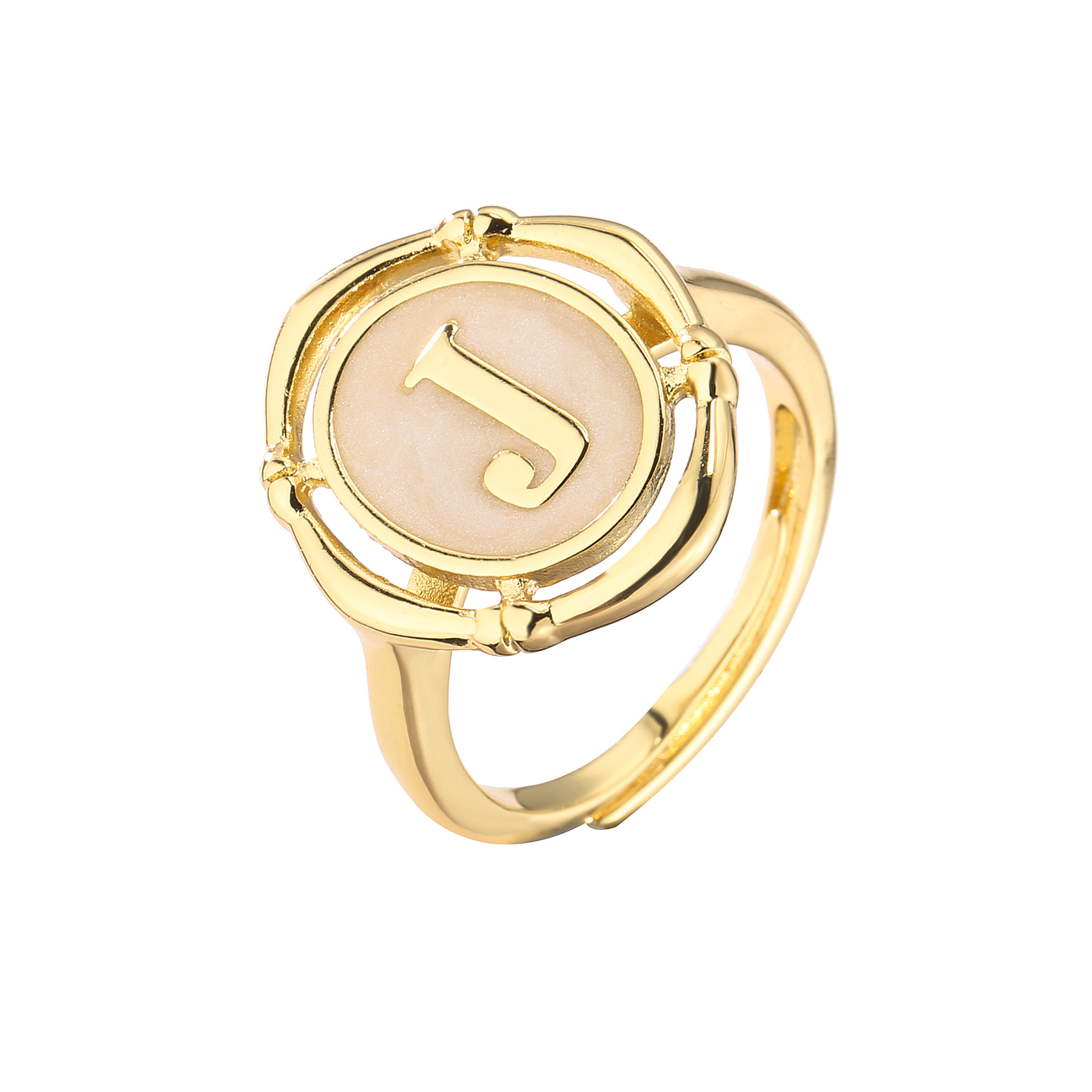 Retro Letter Copper Enamel Rings 1 Piece