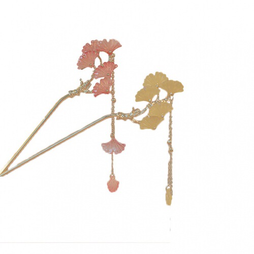 New Chinese style ginkgo leaf tassel hairpin for women, high-end ball headband hairpin, simple hairpin and headwear