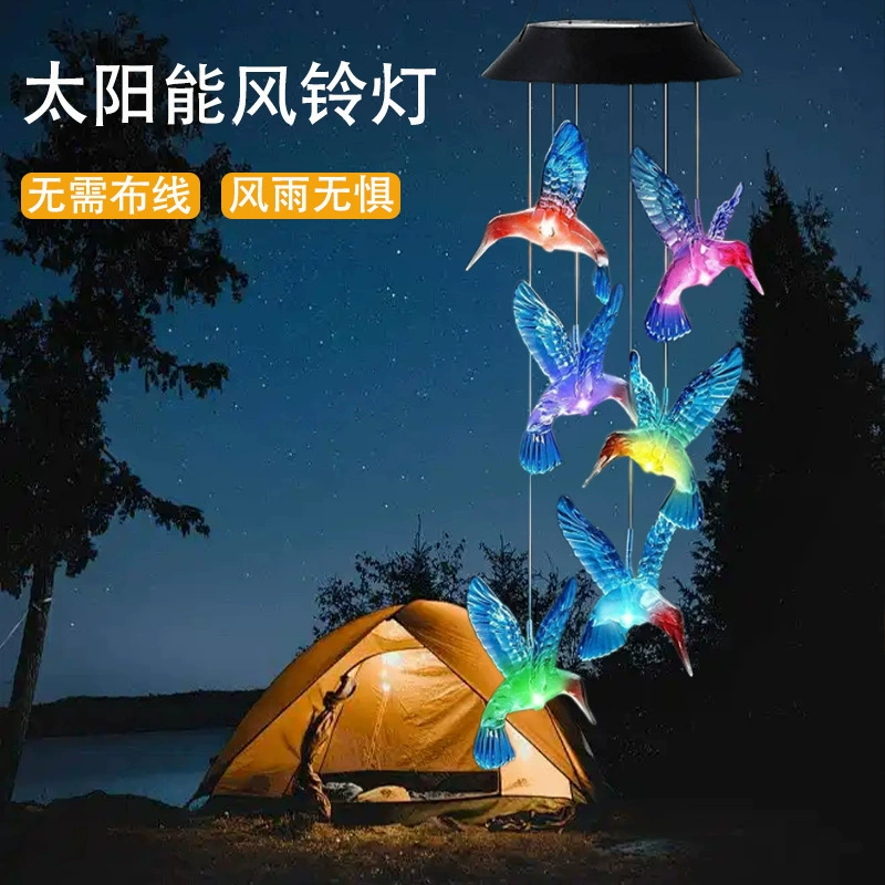 Новый уличный солнечный колибри Wind Chime лампа двор цветная атмосфера декоративная лампа кемпинг водонепроницаемая цветная LED-лампа