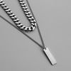 Simple personality Men's stainless steel double -layer atmosphere necklace necklace cross -border cold wind titanium steel multi -layer stacking