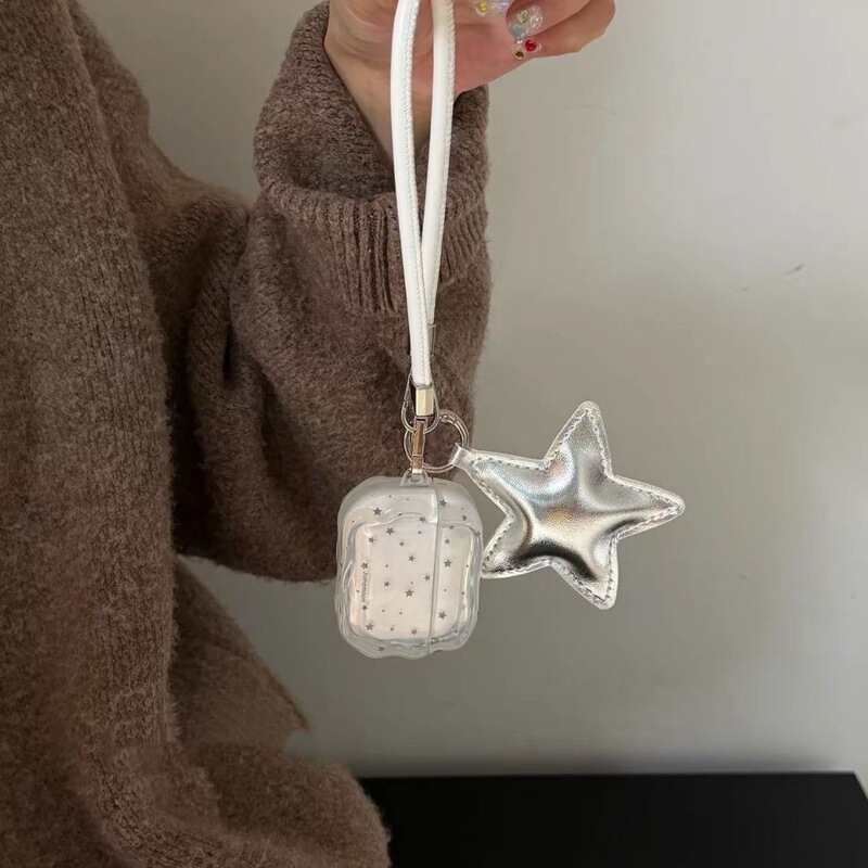 Korean-Style Star-Patterned Case Suitable for AirPods 4Th Generation, Apple Earphone Case, AirPods Pro 2 Bluetooth Protective Cover, 5Th Generation