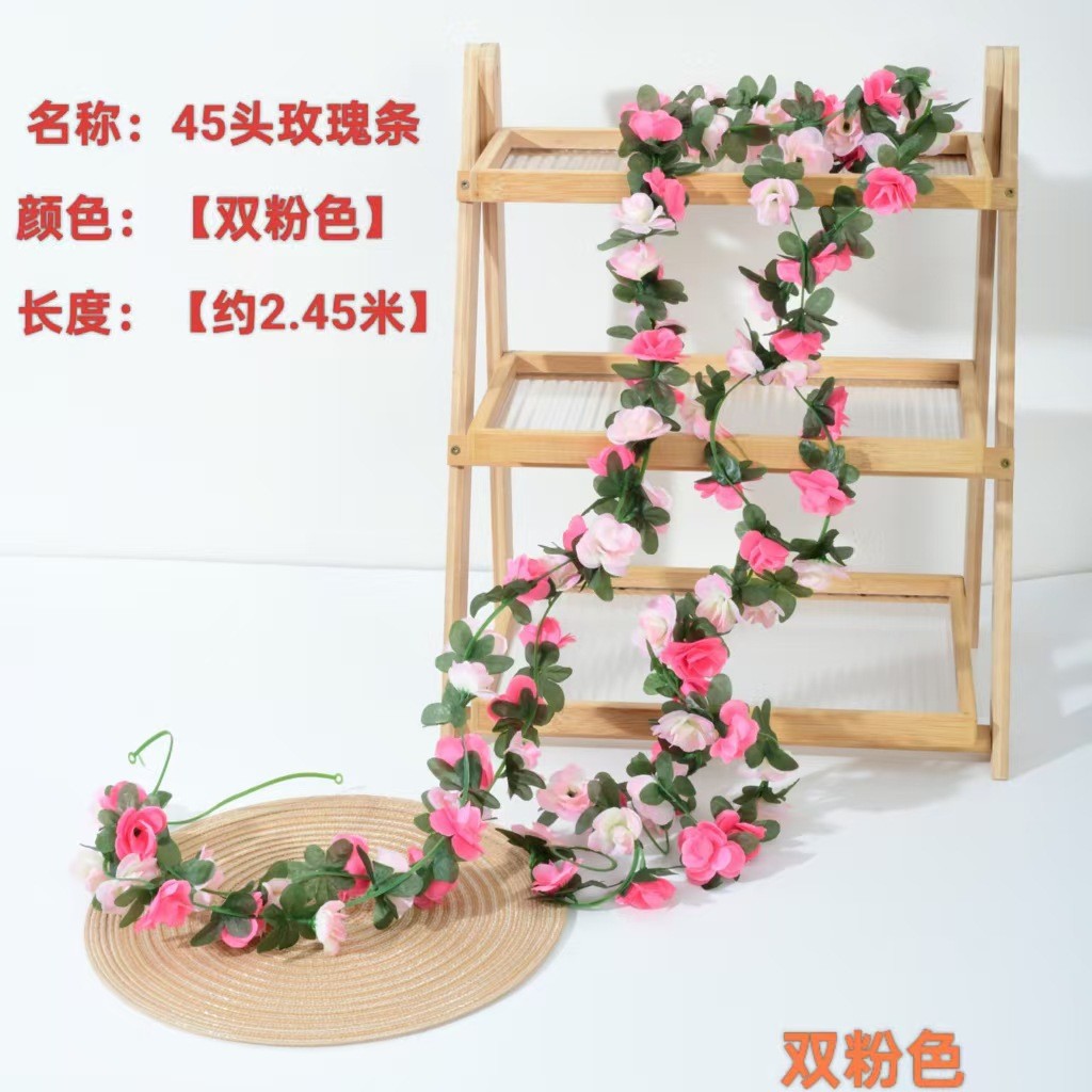 도매 인조 장미꽃 줄기 실크 꽃 웨딩 장식 꽃봉오리 꽃덩굴 가짜 꽃덩굴 드라이플라워 인조꽃 해외배송