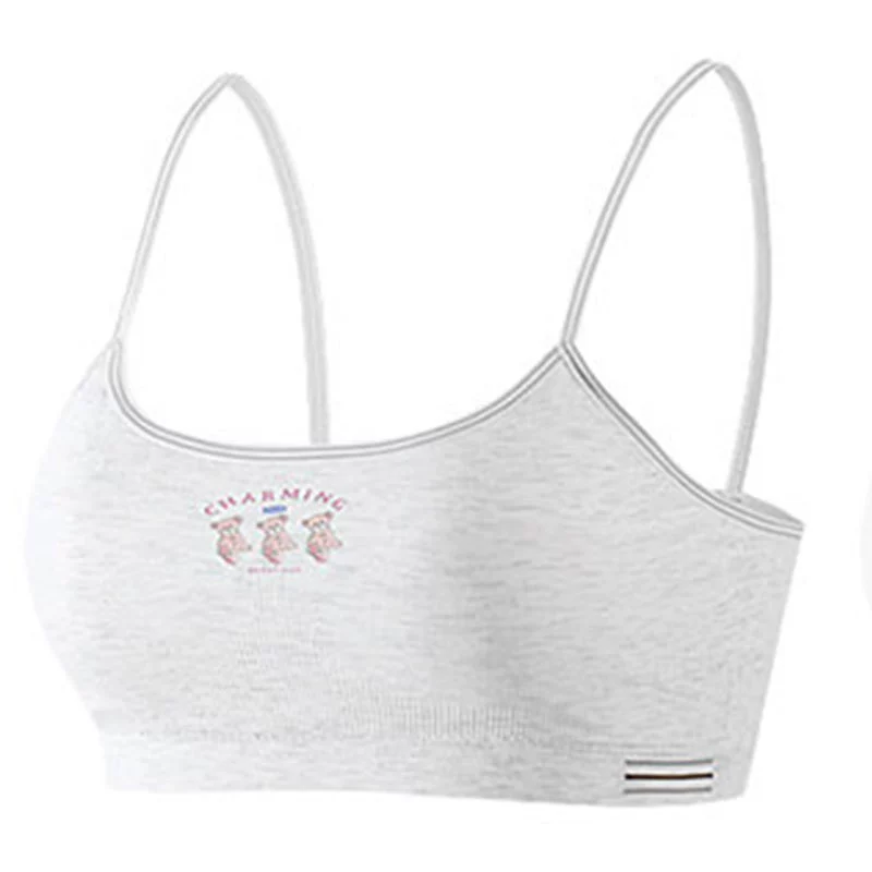 Fa Summer Wireless Bra for Girls, Soft Support Straps, 4 Color Options: Light Blue, Gray, Powder, White