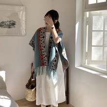 新款春夏女款流苏披肩民族风复古波西米亚云南川藏游外搭斗篷外套