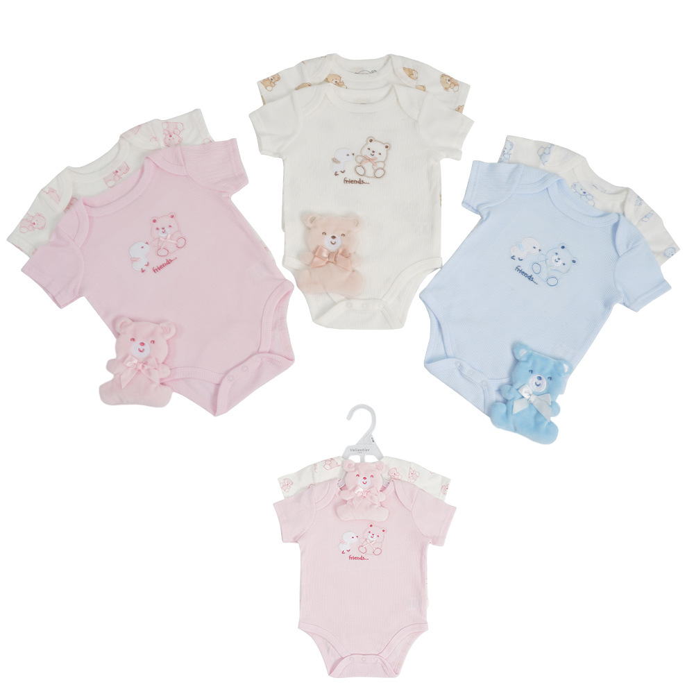 Conjunto de tres piezas de ropa para bebé recién nacido, ropa de dormir, juguetes de confort, pelele triangular para gatear, venta al por mayor transfronteriza 2025