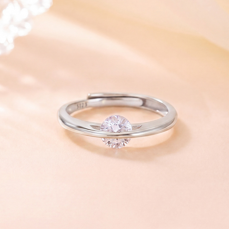 Nhẫn nữ bạc 925 mạ bạc thiết kế nhỏ gọn, đơn giản, có thể điều chỉnh độ mở — Loại bạc