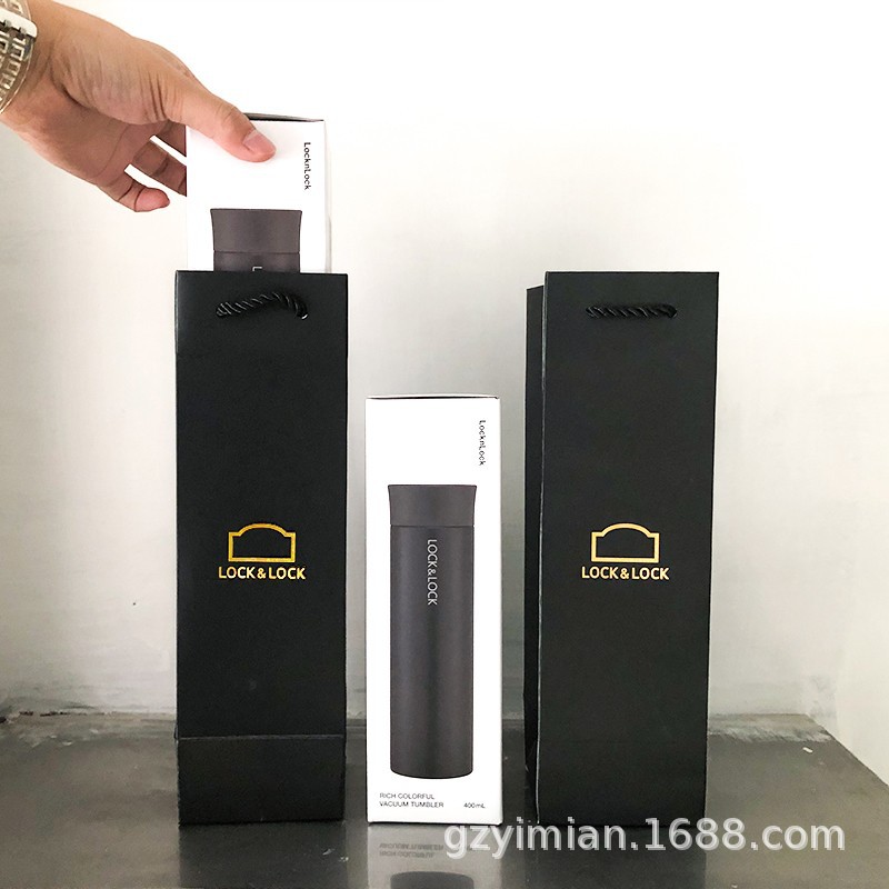 乐扣乐扣保温杯水杯自制高档烫金手提礼品袋活动会议送礼送领导