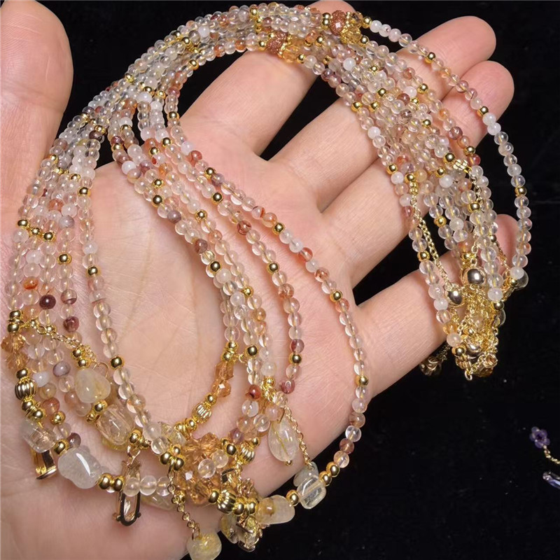 Natural Crystal Jewelry Three-Circle Yellow Quartz Bracelet with Adjustable Water Drop Design Original Yellow Quartz