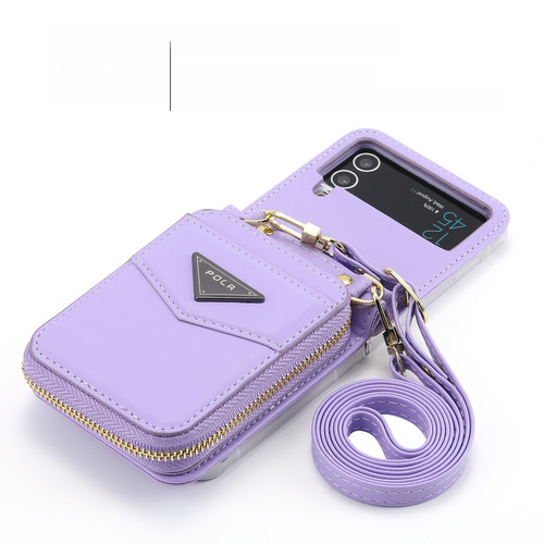 Applicable for Samsung FLIP5 4-fold phone case, FLIP3 stylish zipper bag, Z FLIP 4 crossbody hardware