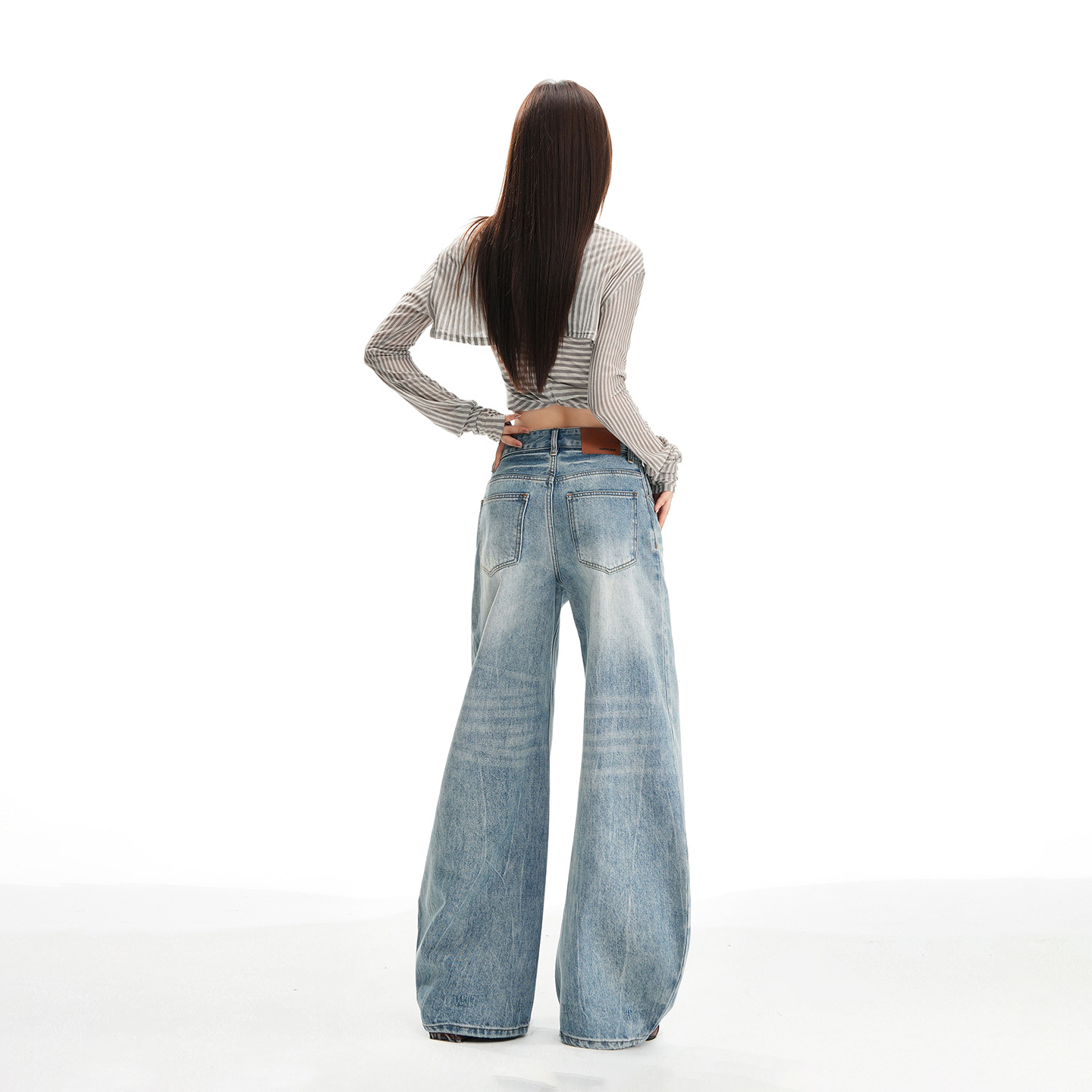 Women’s High-Waisted Straight-Leg Jeans – Vintage Washed Blue Wide-Leg Denim Pants With Flowy Silhouette_voghion.com