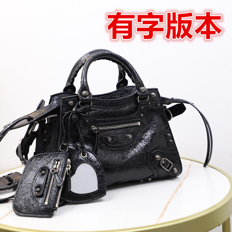 B Motorcycle Bag Women's Genuine Leather Bag 2024 New Trendy High-End Fashion Large-Capacity Rivet Crossbody Bag