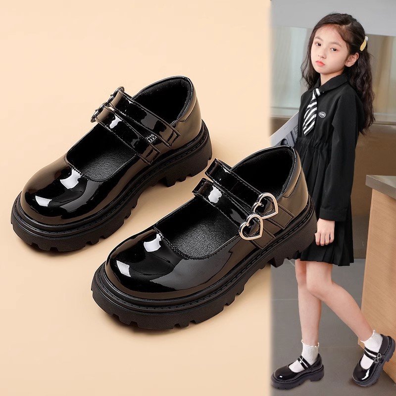 Girls' Leather Shoes 2026 Spring and Autumn New Children's Performance Shoes Black Dance Shoes Princess Shoes Girls' Shoes for Older Children