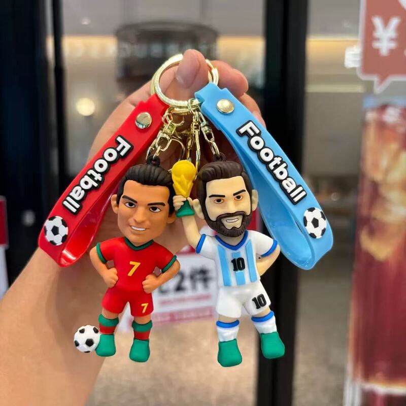 Football Cup Star Messi Keychain Pendant Ronaldo Doll Car Backpack Accessories Fan Gift Football Pendant