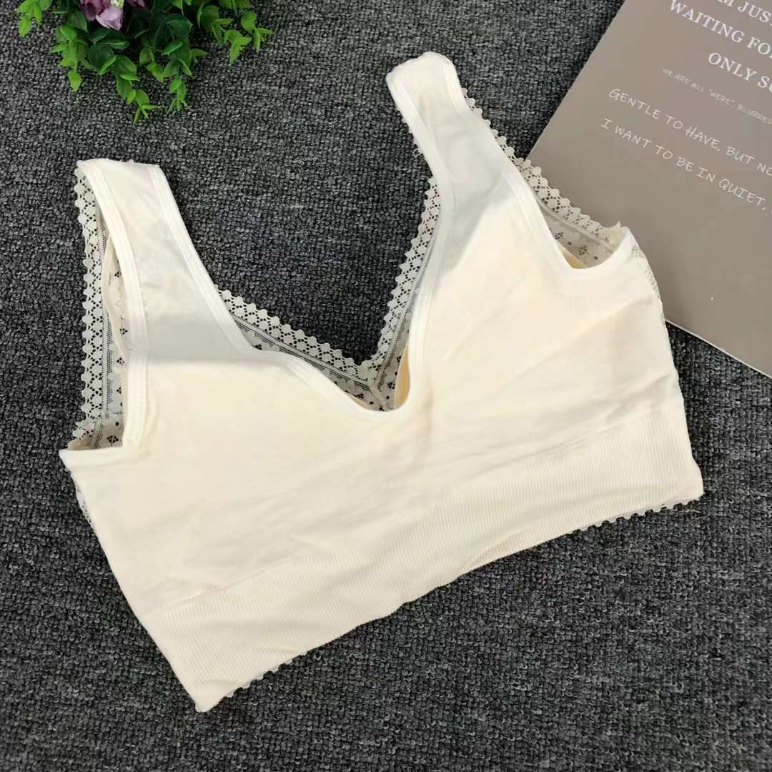 Nuevo chaleco sin costura de alta elasticidad fija copa de mujer chaleco sin anillo de acero sujetador de encaje ropa interior deportiva mujer al por mayor