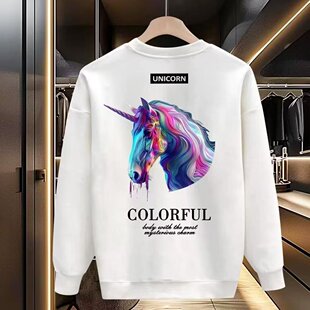2024 New Autum Sweatshirt Men's Korean Style Trendy Brand Slim Casual Round Neck Velvet Pullover Long-Sleeved Jacket Top