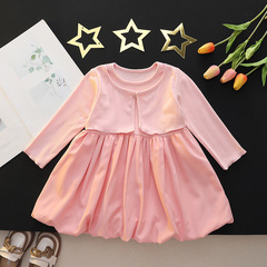 Girls' 2024 Autumn Dress College Style New Fashion Spring and Autumn Medium and Small Children's Pajama Top and Bottom Long Sleeve Skirt
