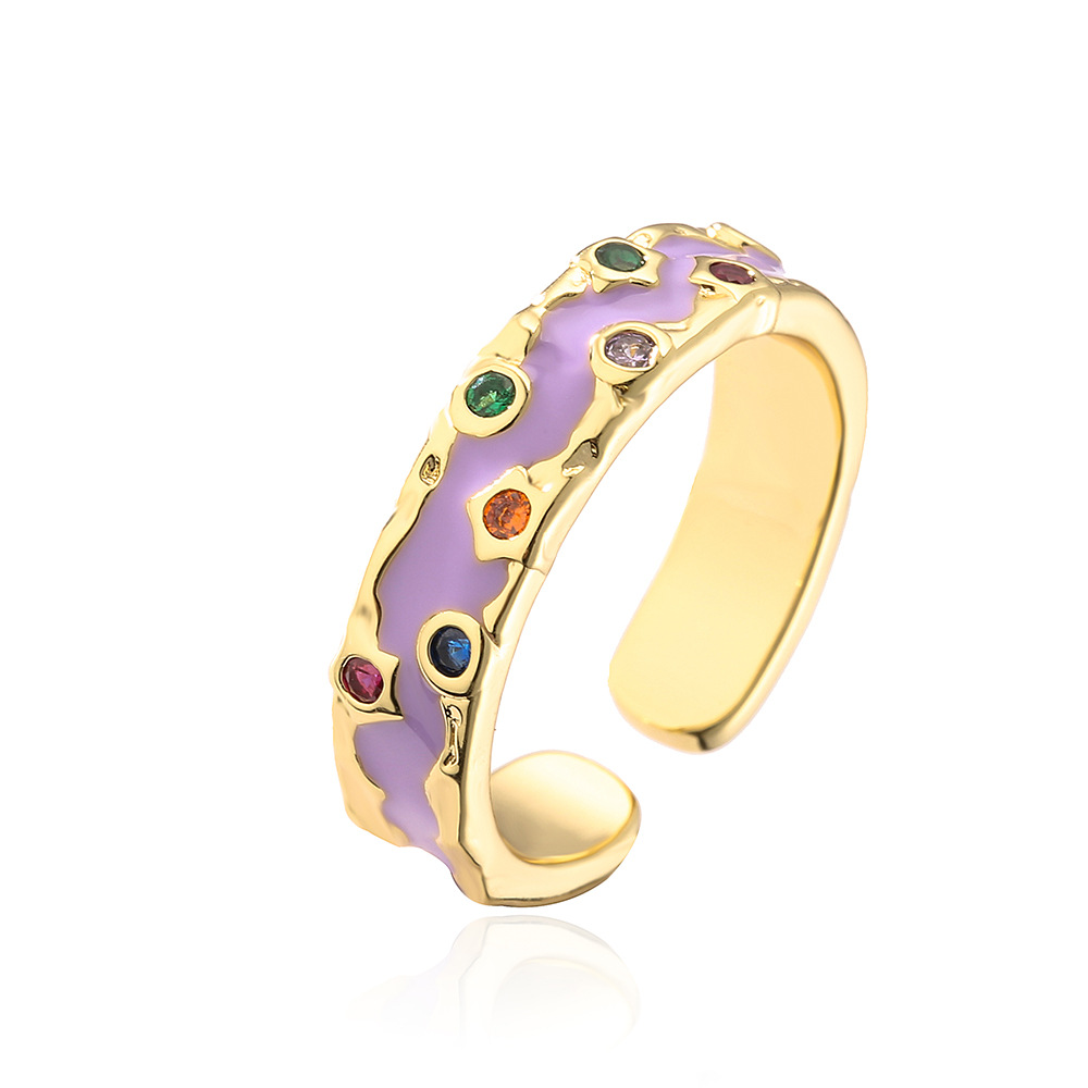 Fashion Geometric Copper Inlay Zircon Rings 1 Piece