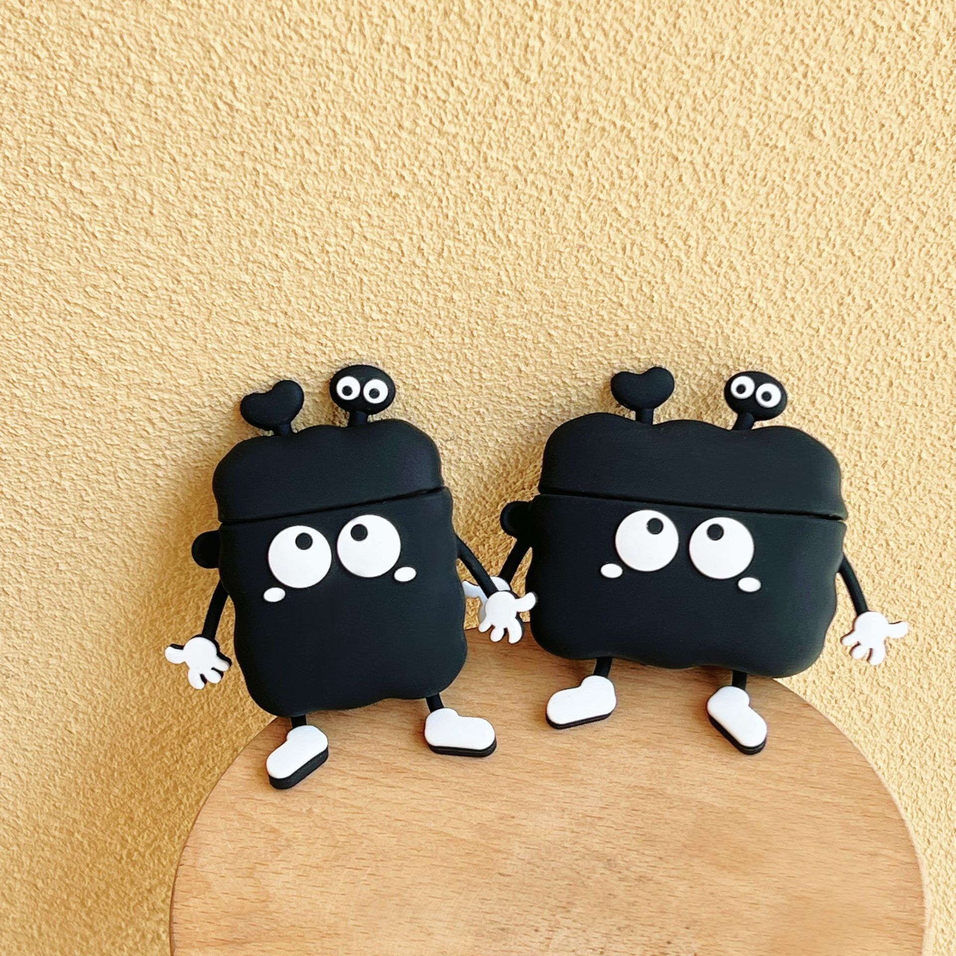 Adorable Black Coal AirPods Pro Earbud Case Compatible with Apple Wireless Bluetooth Silicone 1/2 Generation Protective Shell