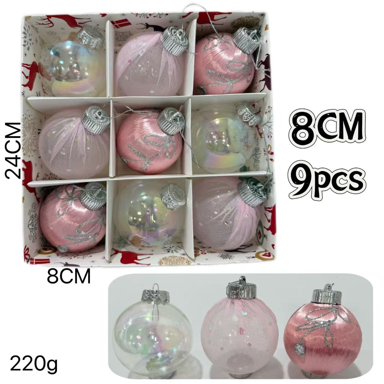 Nuevos bolas de Navidad transfronterizas 8cm / 9pcs decoraciones de árbol de Navidad colgante decoración de Navidad diseño de escena image 19