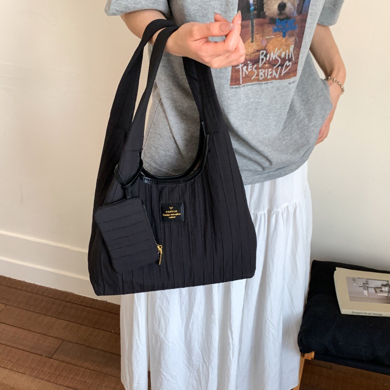 Bolso de moda coreana 2025 verano nuevo bolso femenino bolso de rayas retro bolso de lona de gran capacidad