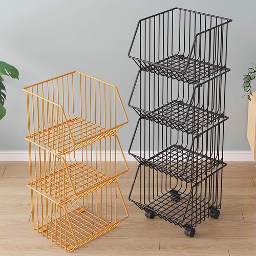 Multifunctional kitchen vegetable storage rack fruit storage rack storage basket basket punch-free multi-layer floor-standing storage rack