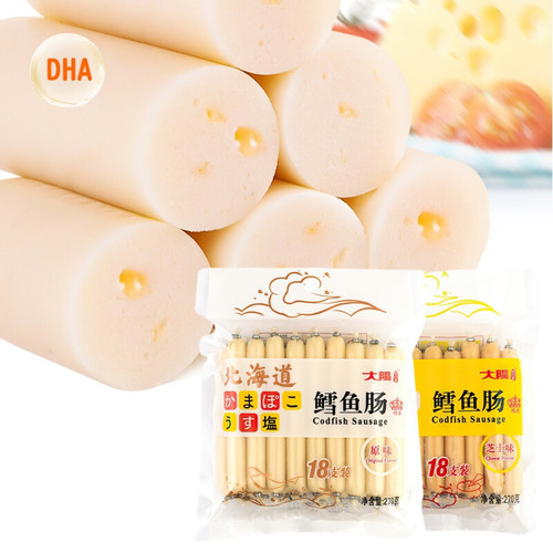 Hokkaido Dayang cheese deep sea cod sausage original fish meat ham sausage ready-to-eat children's snack 270g sausage