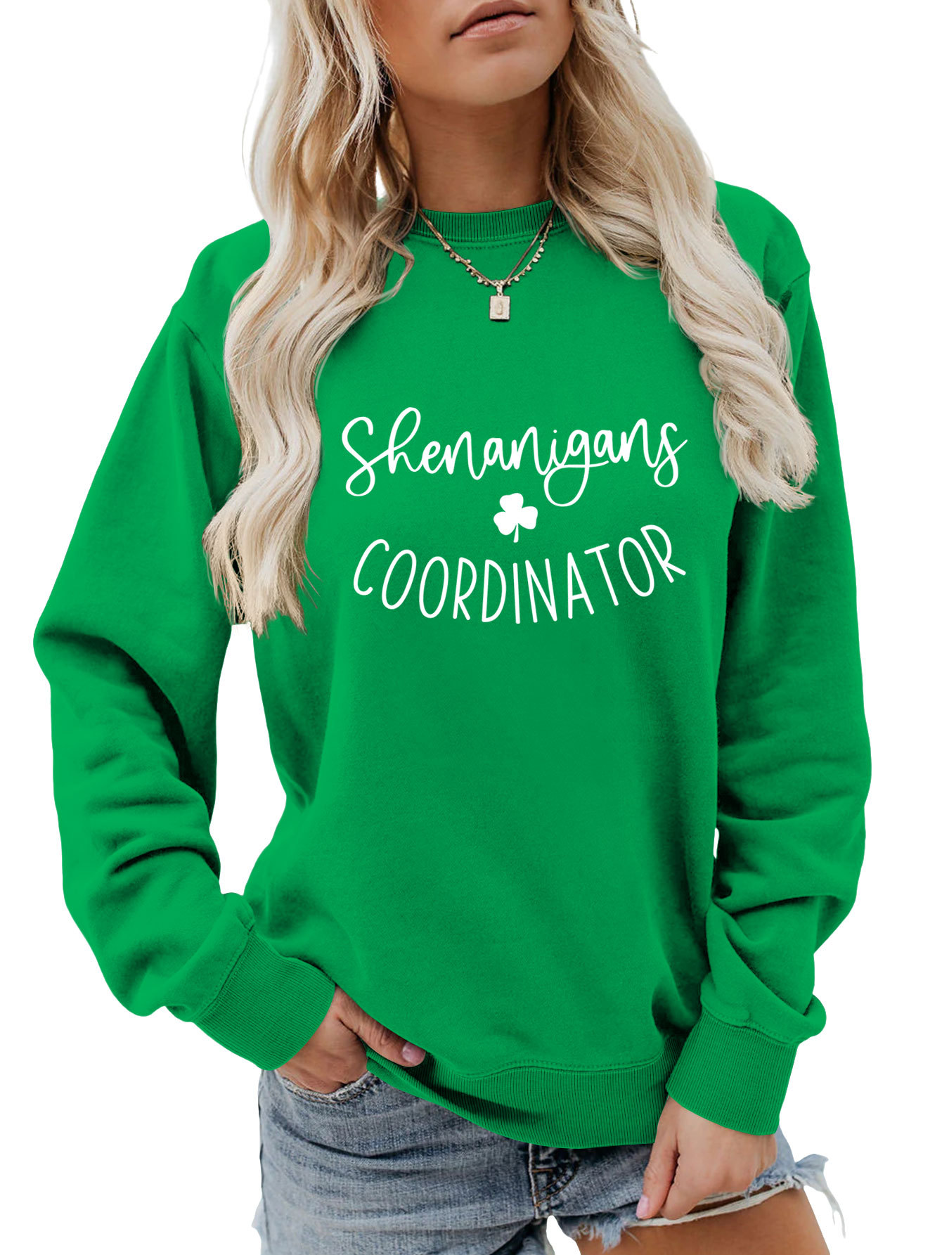 420g Weight Long Sleeve Sleeve Length Pullovers Placket Type Regular Sleeve Sleeve Type Cotton Fabric Type Regular Top Length Hoodie Tops Type Daily Occasion Round Neck Neckline Loose Fit Type St. Patrick Festival Shamrock, Letter Pattern Spring, Autumn Season Women's Gender Casual, Streetwear Style Women's Hoodies Long Sleeve Casual Streetwear Shamrock Letter 4