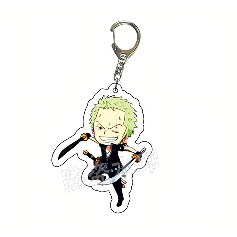 Acrylic One Piece double‑sided keychain, 6 cm, Luffy & crew characters, single or multi‑pack