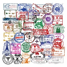 50張裝透明復古郵戳旅游旅行手賬塗鴉貼紙拉桿箱筆記本行李箱貼畫