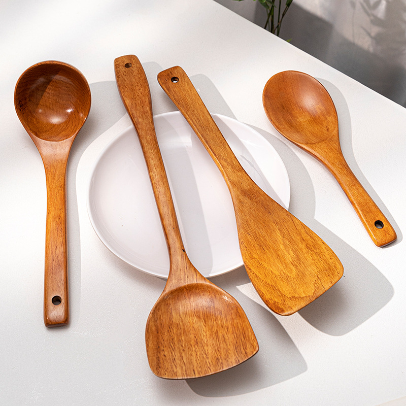 Kemu pot spatula wooden shovel wholesale wooden cooking spatula large soup spoon rice spoon household wooden kitchen utensils spatula and spoon set