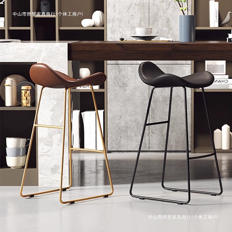 Modern Fashion Light Luxury Bar Chair Nordic Home Iron High Stool Internet Celebrity Photo Chair Leisure Creative Bar Stool