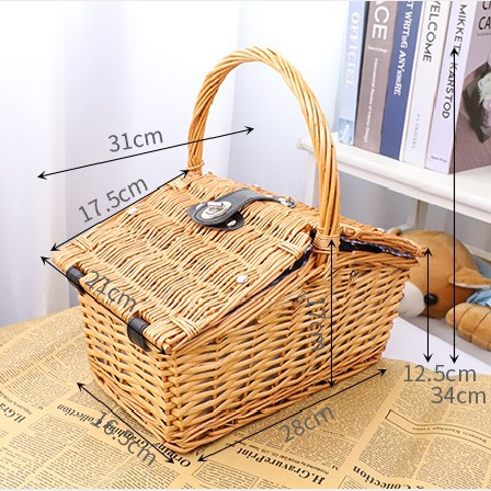 Cesta de picnic de ratán de fábrica cálido amor cesta tejida artificial Cesta portátil de aislamiento térmico de mimbre con tapa