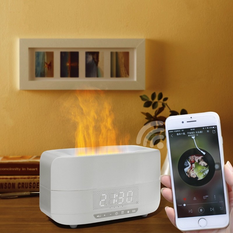 New simulation flame aromatherapy humidifier Bluetooth speaker creative atmosphere lamp digital clock gift wholesale New simulation flame aromatherapy humidifier Bluetooth speaker creative atmosphere lamp digital clock gift wholesale