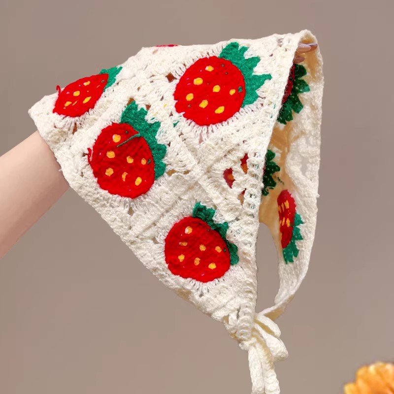 2026 nuevo pañuelo de encaje francés para mujeres tocado de triángulo de verano pastoral tocado de cabello triángulo blanco