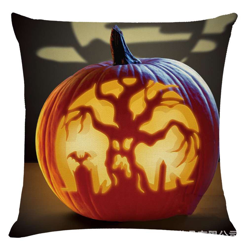 亞馬遜跨境新款萬圣節(jié)系列家居棉麻抱枕套汽車抱枕沙發(fā)抱枕靠墊