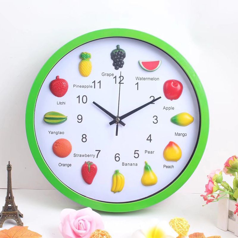 Reloj de pared estéreo fruta salón Reloj de pared dormitorio mudo creativo Reloj de pared hogar reloj de cuarzo al por mayor