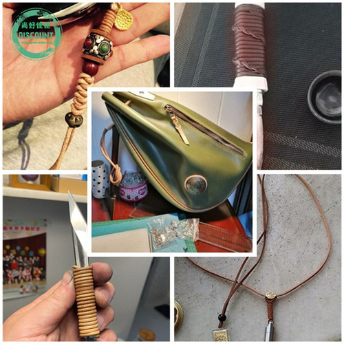 3mm 4MM 5mm Vintage distressed red brown round cowhide cord flat leather cord DIY material bracelet necklace decoration cord