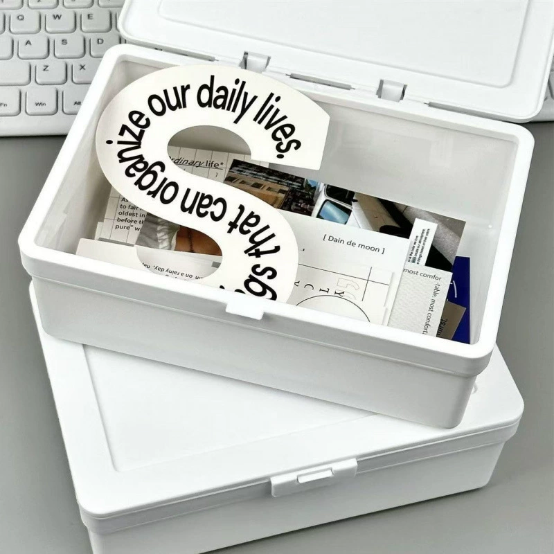 Cross-border unprinted card-exporting account material dust-proof storage desktop stationery storage box pure white flip-top storage wholesale