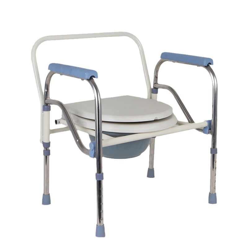 Silla sanitaria de acero inoxidable reforzada, plegable y portátil, asiento de ducha y WC antideslizante