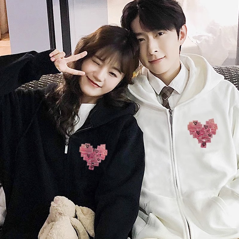 가을과 겨울 하이 엔드 센스 남성과 여성의 후드 스웨터 스페셜 커플 의류 틈새 기모 카디건 자켓 패션 브랜드 클래스 의류