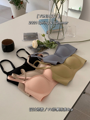 Tira de jalea ropa interior inalámbrica pecho grande pequeña sin costuras delgada reunidos sujetador transpirable chica estudiante 5513