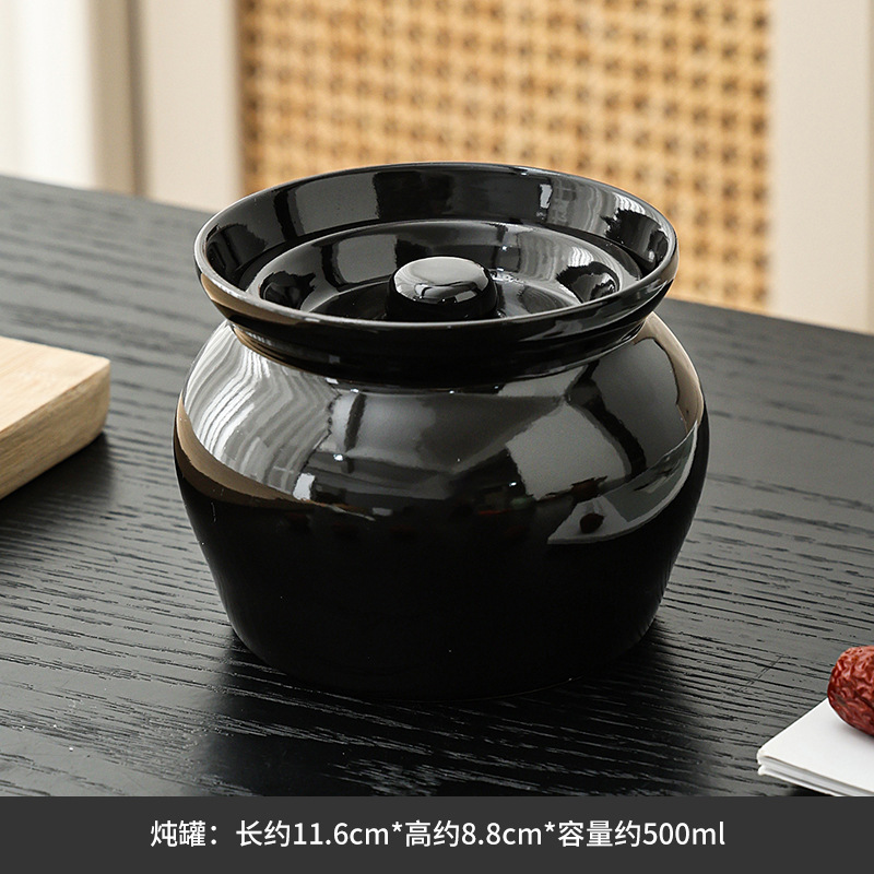 Olla de olla de barro con tapa 500 ml de sopa de estofado a prueba de agua olla de estofado de cerámica doméstica shaxian snack olla de sopa a fuego lento resistente a altas temperaturas
