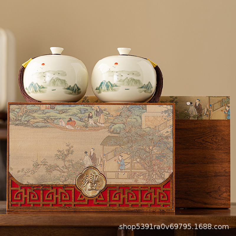 중국 선물 이중 항아리 나뭇결 선물 상자