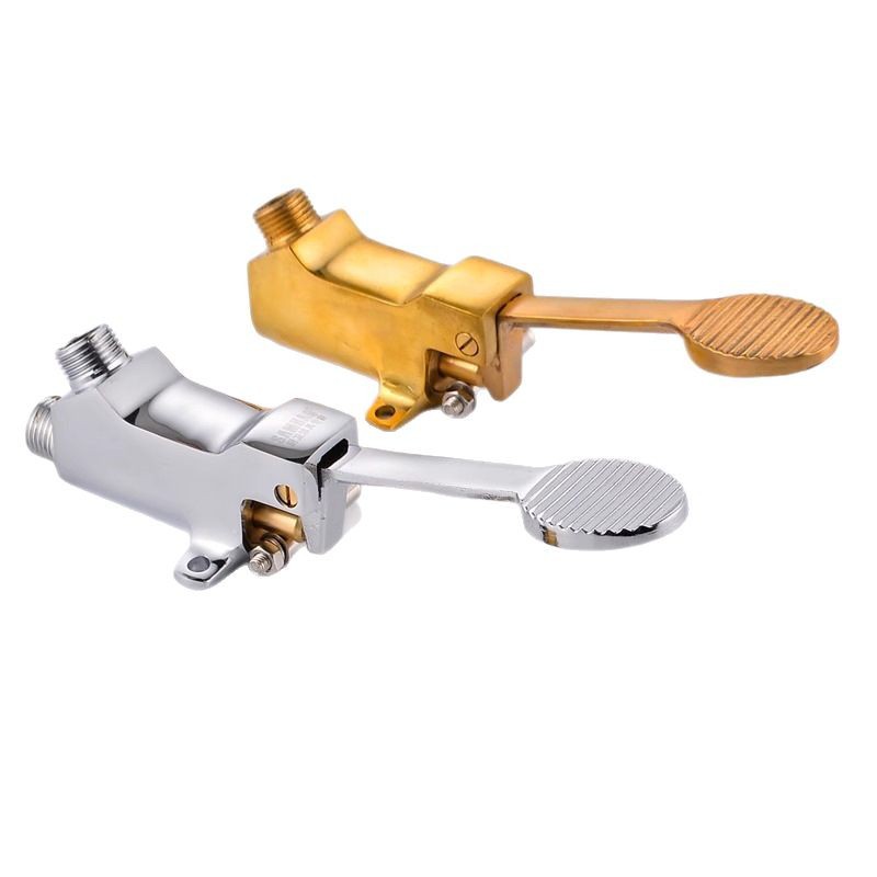Brass pedal lavabo interruptor de grifo ingeniería escuela hogar pedal grifo válvula de descarga válvula de interruptor de cobre