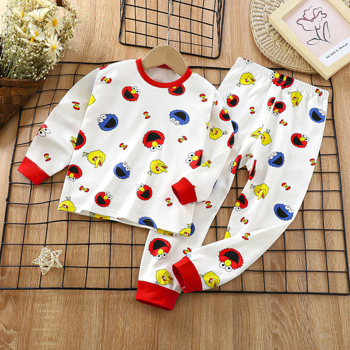 2024 Boys Underwear Set Pure Cotton New Medium and Large Children's Pajamas Teenagers Autumn Clothes Autumn Pants Children's Clothing Wholesale