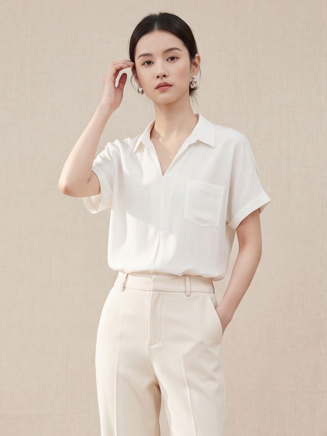Silk summer solid color sports T-shirt for badminton