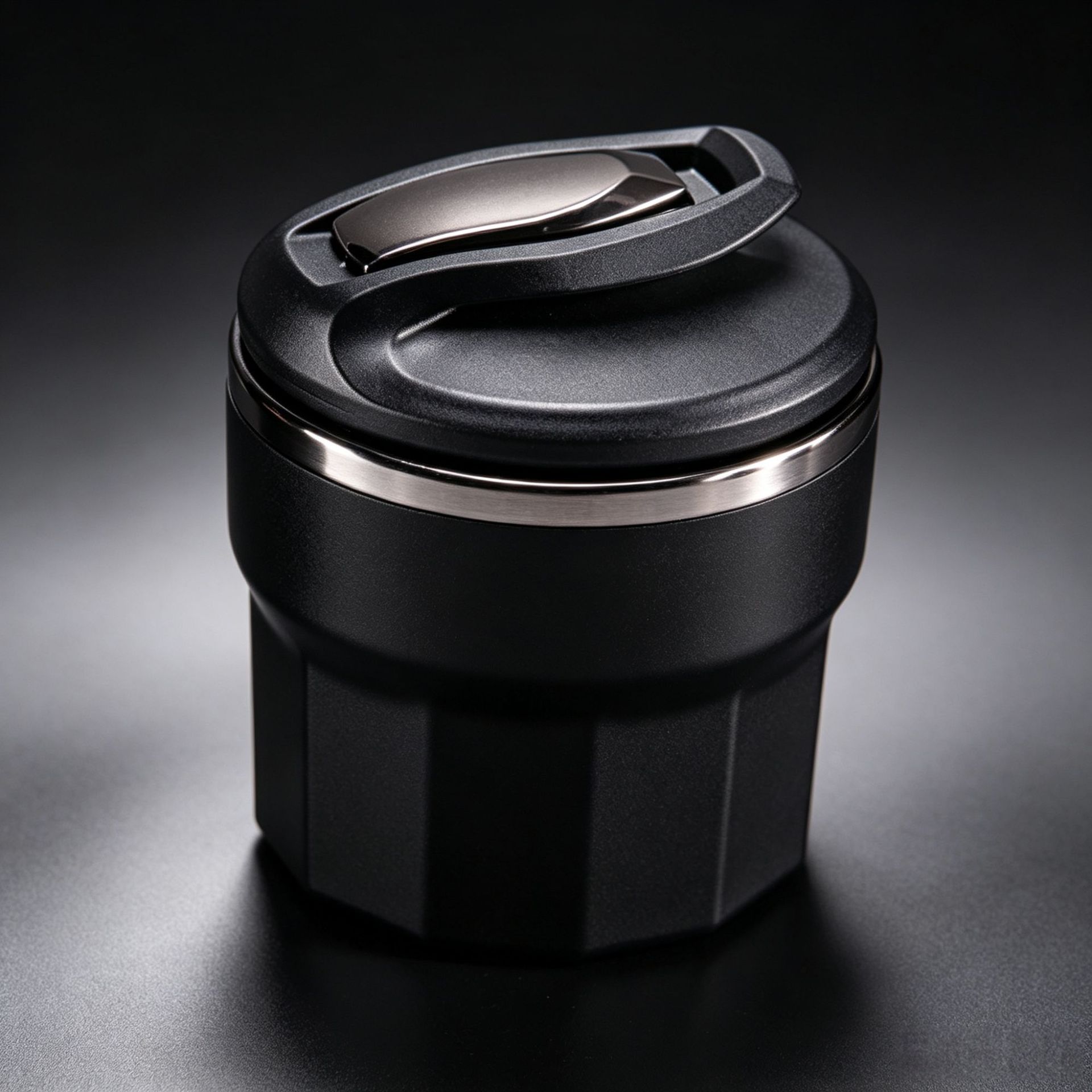 Car ashtray with LED blue light that illuminates when the lid is opened, removable and washable inner liner, metal flame-retardant car ashtray