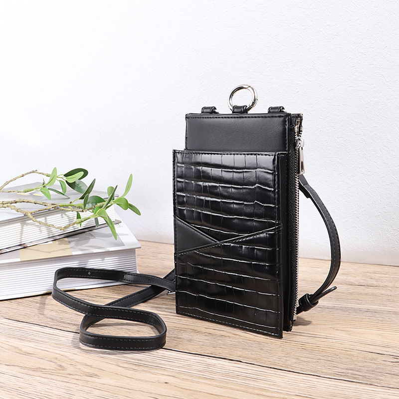 Bolsa de tendencia para teléfonos móviles con patrón de piedra en V. Bolsa de hombro de verano para mujeres. Bolsa de cambio móvil de moda ligera.