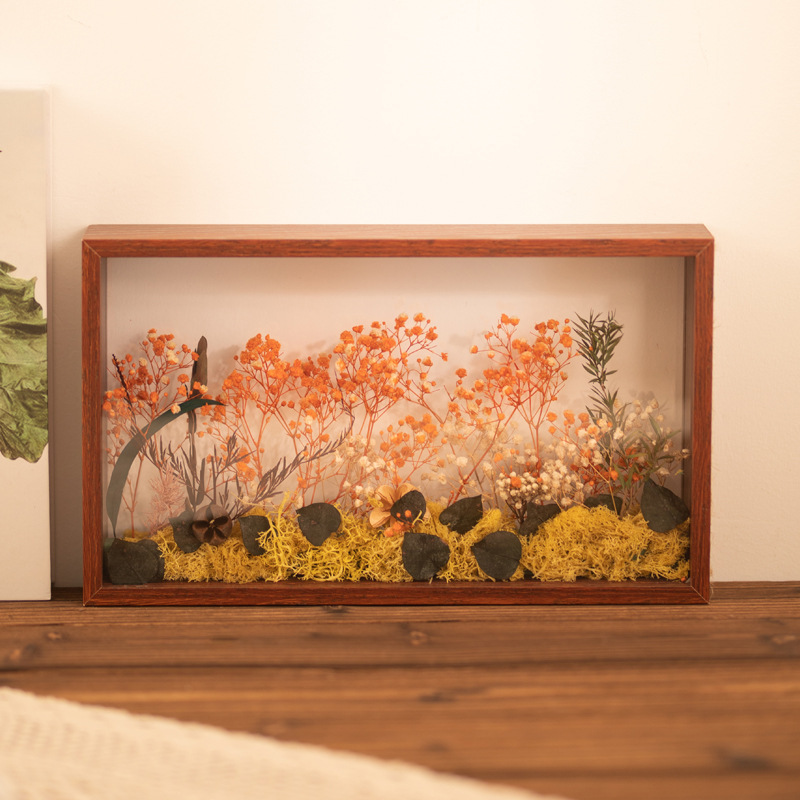 Wooden Lover Mother's Day Dried Flower Photo Frame Hollow Stereoscopic Specimen Frame Double-sided Transparent Acrylic Picture Frame Display