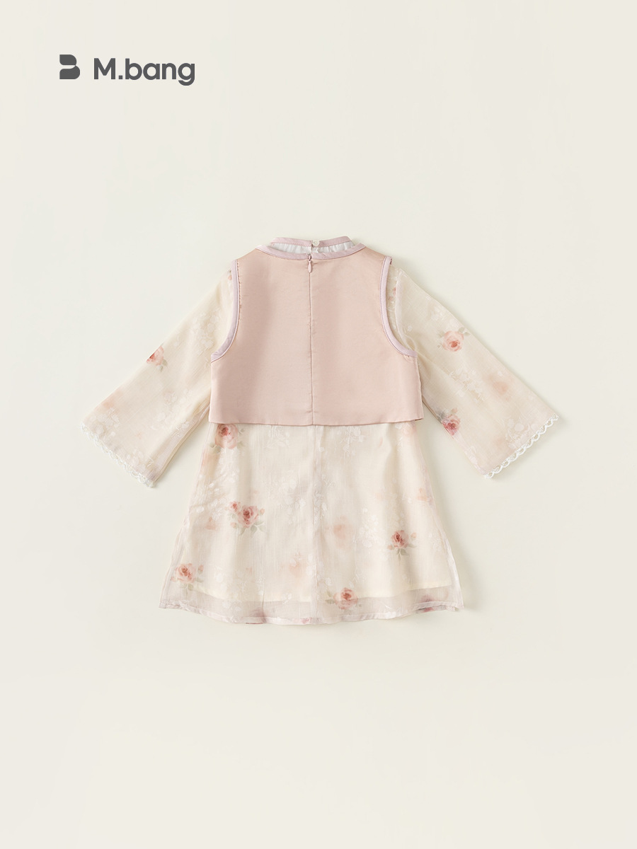 Yubao ropa para niños ropa de primavera y otoño ropa de niños chaleco de caballo cheongsam falda estilo antiguo dos juegos de ropa china